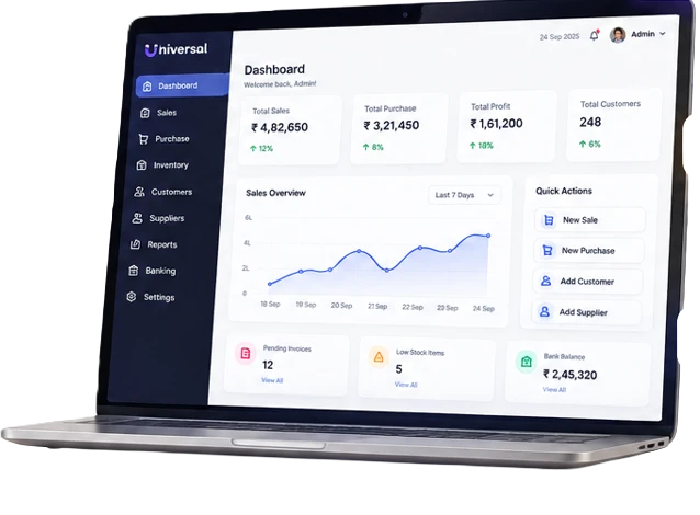 ERP dashboard screenshot